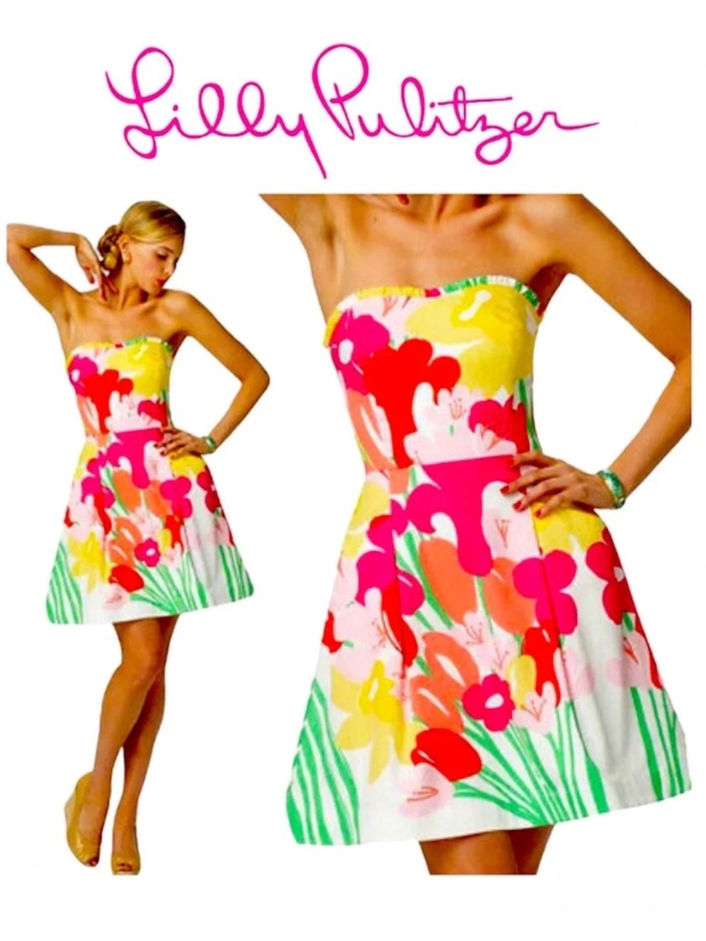 Lilly Pulitzer Blossom Lavish Lilies Strapless Dress
